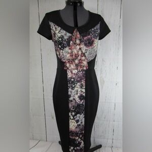 Xhilaration Black With Multicolored Design Bodycon Dress Size S
